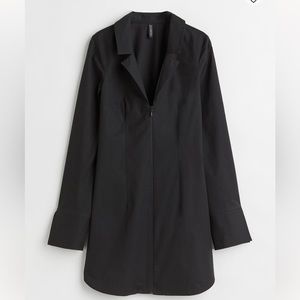 H&M black zip up shirt dress